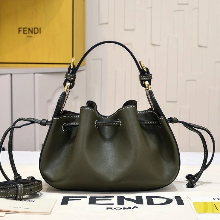 HOT Leather Bag Fendi Mini Pomodorino Bucket Green In Calf 0714